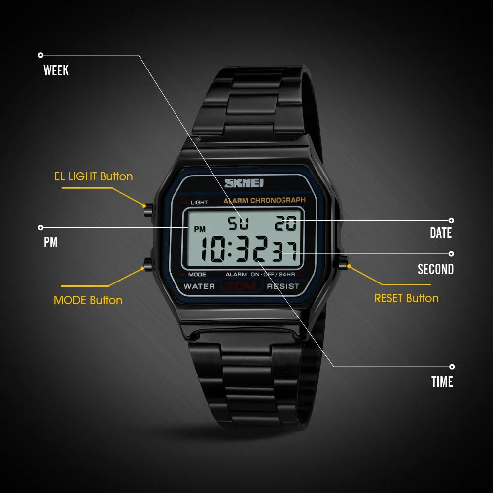 MONTRE DIGITALE RÉTRO SKMEI — ÉCRAN LCD & WATERPROOF