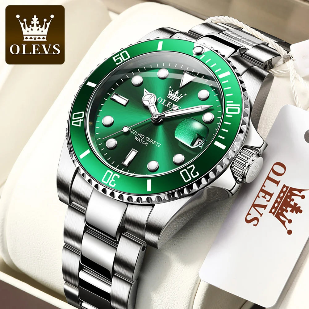 MONTRE OLEVS 5885 — QUARTZ, CALENDRIER & ACIER INOXYDABLE