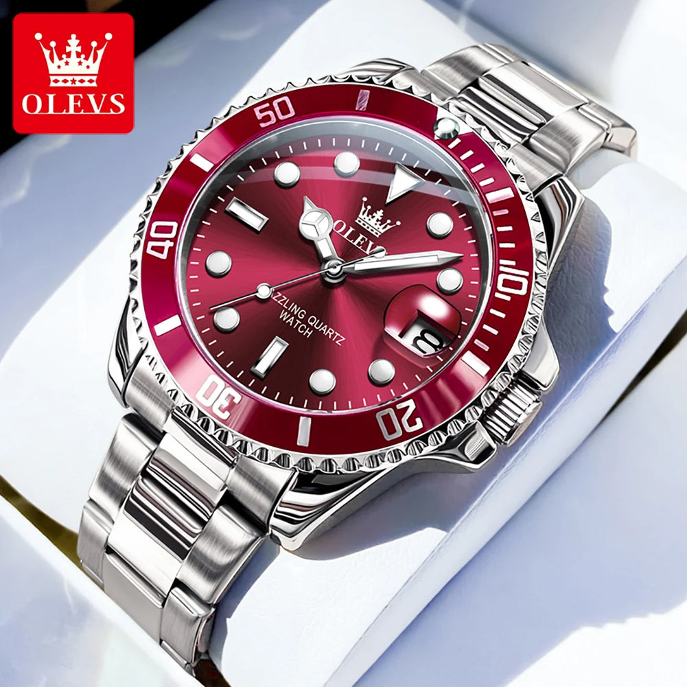 MONTRE OLEVS 5885 — QUARTZ, CALENDRIER & ACIER INOXYDABLE