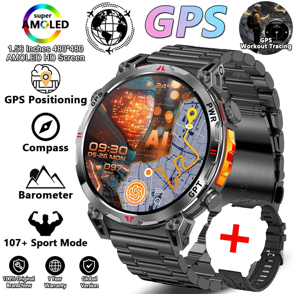 MONTRE CONNECTÉE MILITAIRE 2026 — ASSISTANT GPT, GPS MULTISATELLITE & ÉCRAN AMOLED