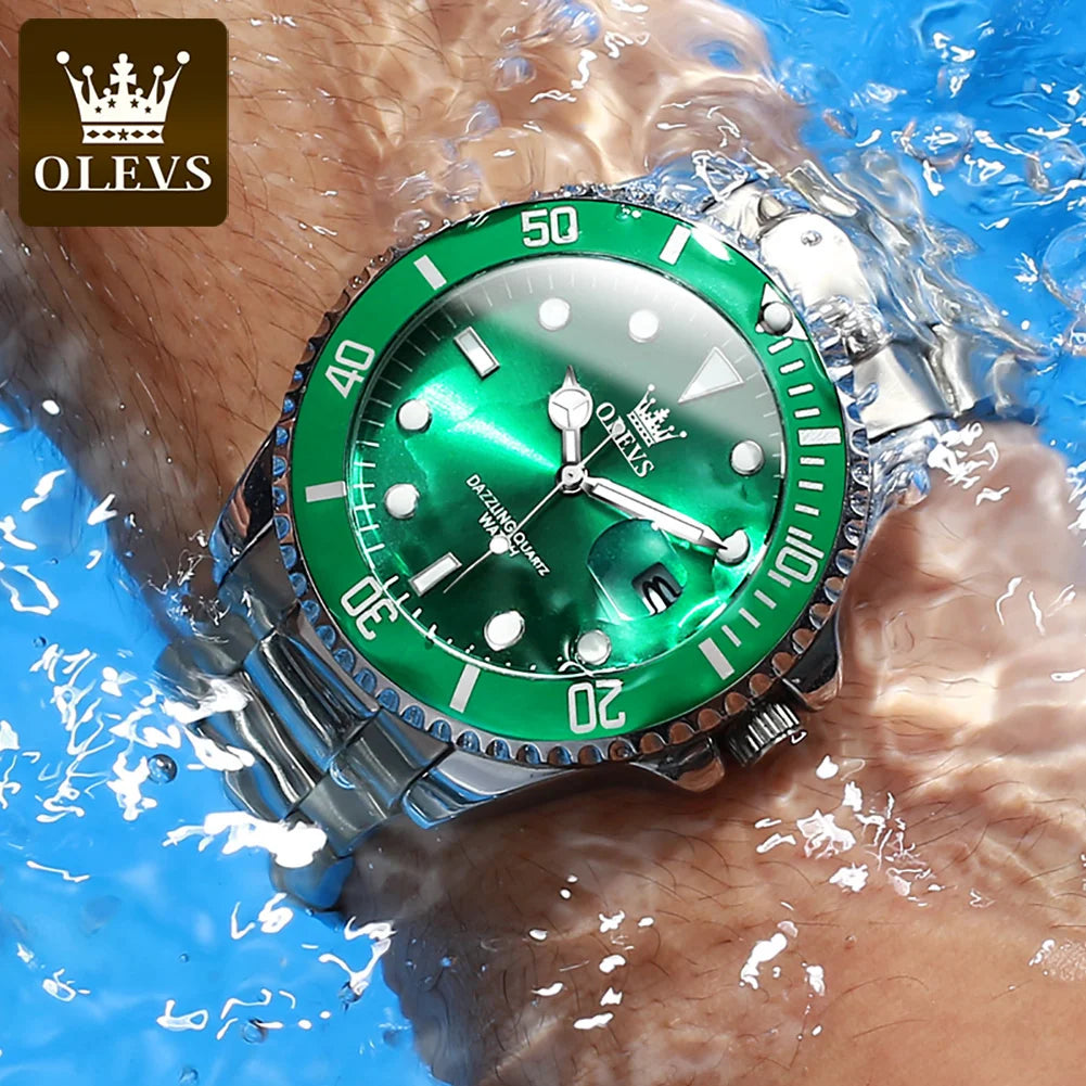 MONTRE OLEVS 5885 — QUARTZ, CALENDRIER & ACIER INOXYDABLE