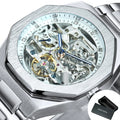 Montre automatique Squelette en Acier — Mécanisme apparent & Design architectural