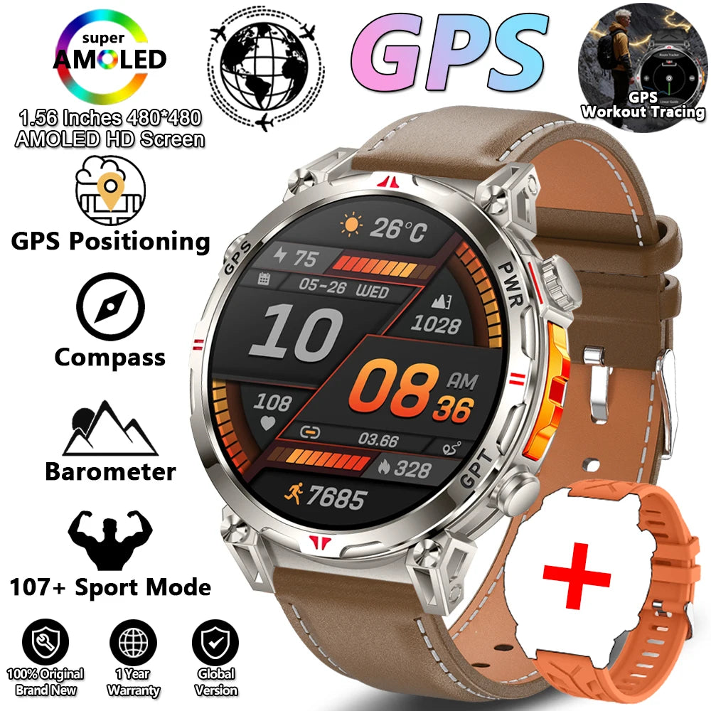 MONTRE CONNECTÉE MILITAIRE 2026 — ASSISTANT GPT, GPS MULTISATELLITE & ÉCRAN AMOLED