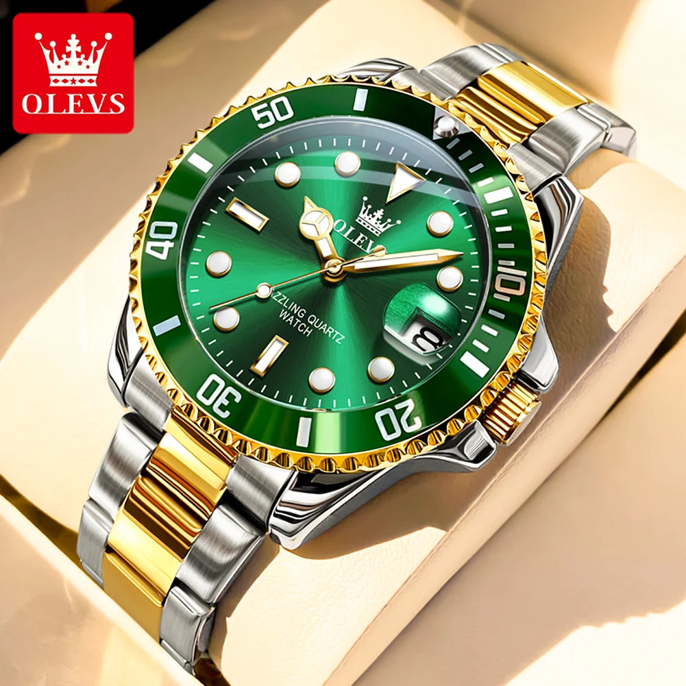 MONTRE OLEVS 5885 — QUARTZ, CALENDRIER & ACIER INOXYDABLE