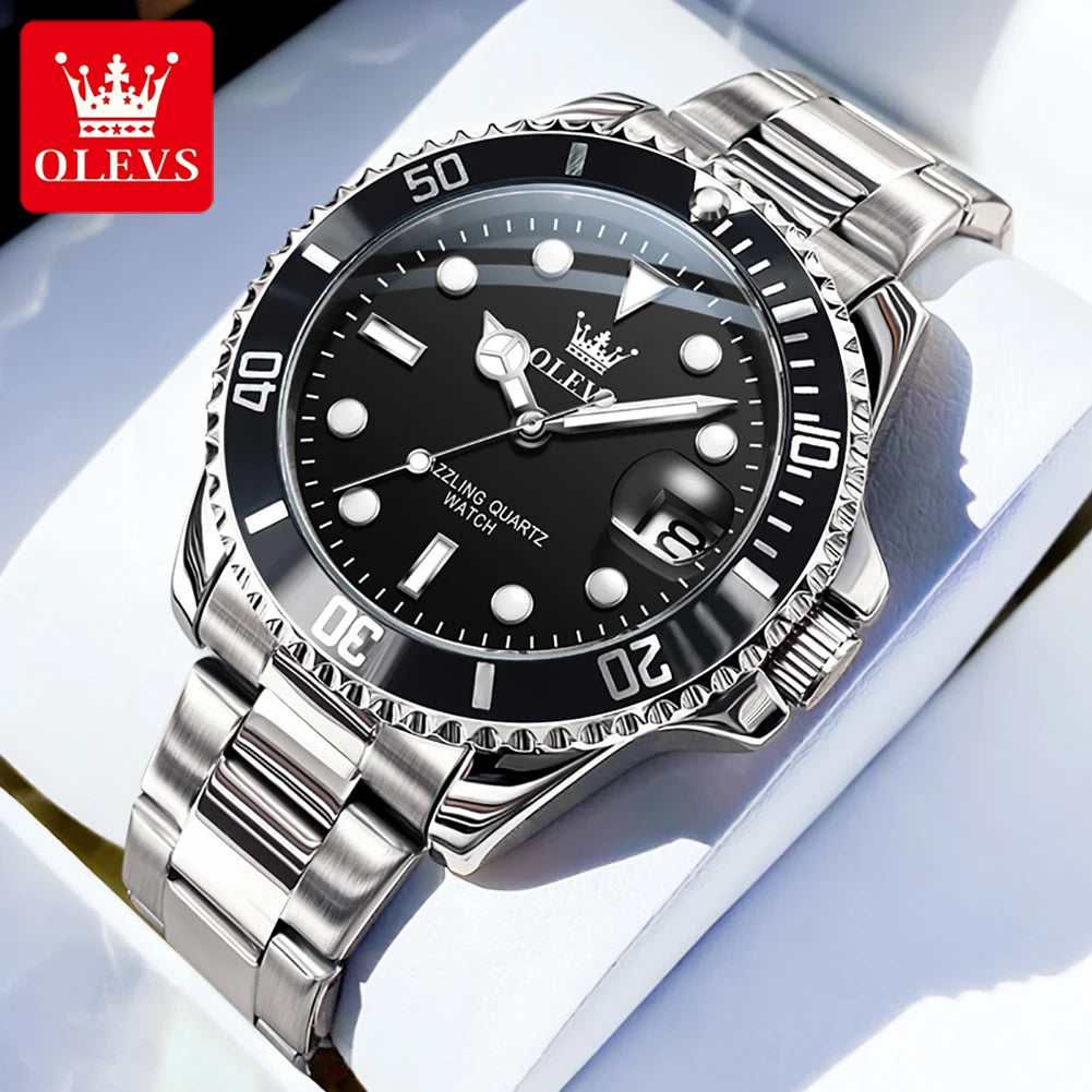 MONTRE OLEVS 5885 — QUARTZ, CALENDRIER & ACIER INOXYDABLE