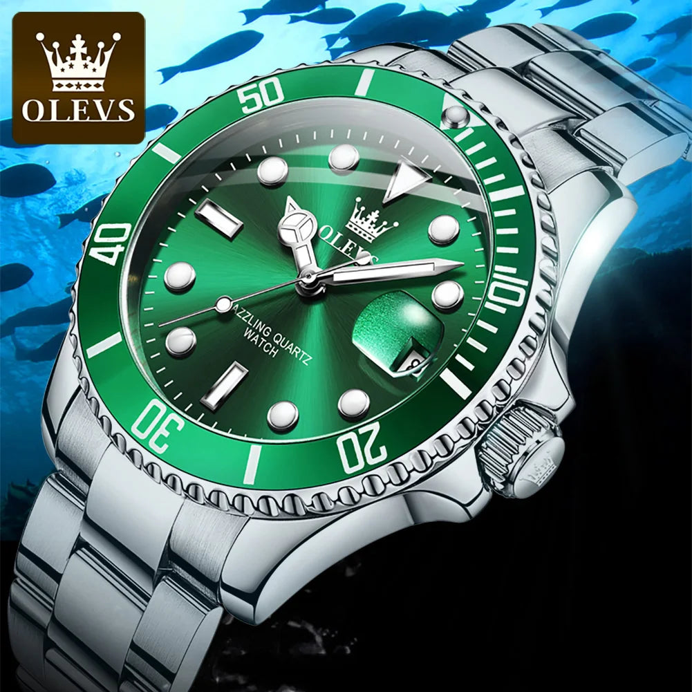 MONTRE OLEVS 5885 — QUARTZ, CALENDRIER & ACIER INOXYDABLE