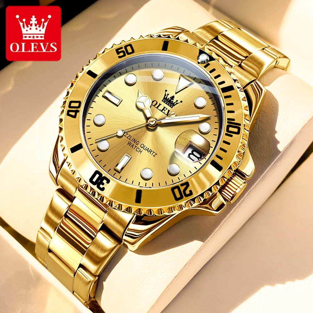 MONTRE OLEVS 5885 — QUARTZ, CALENDRIER & ACIER INOXYDABLE
