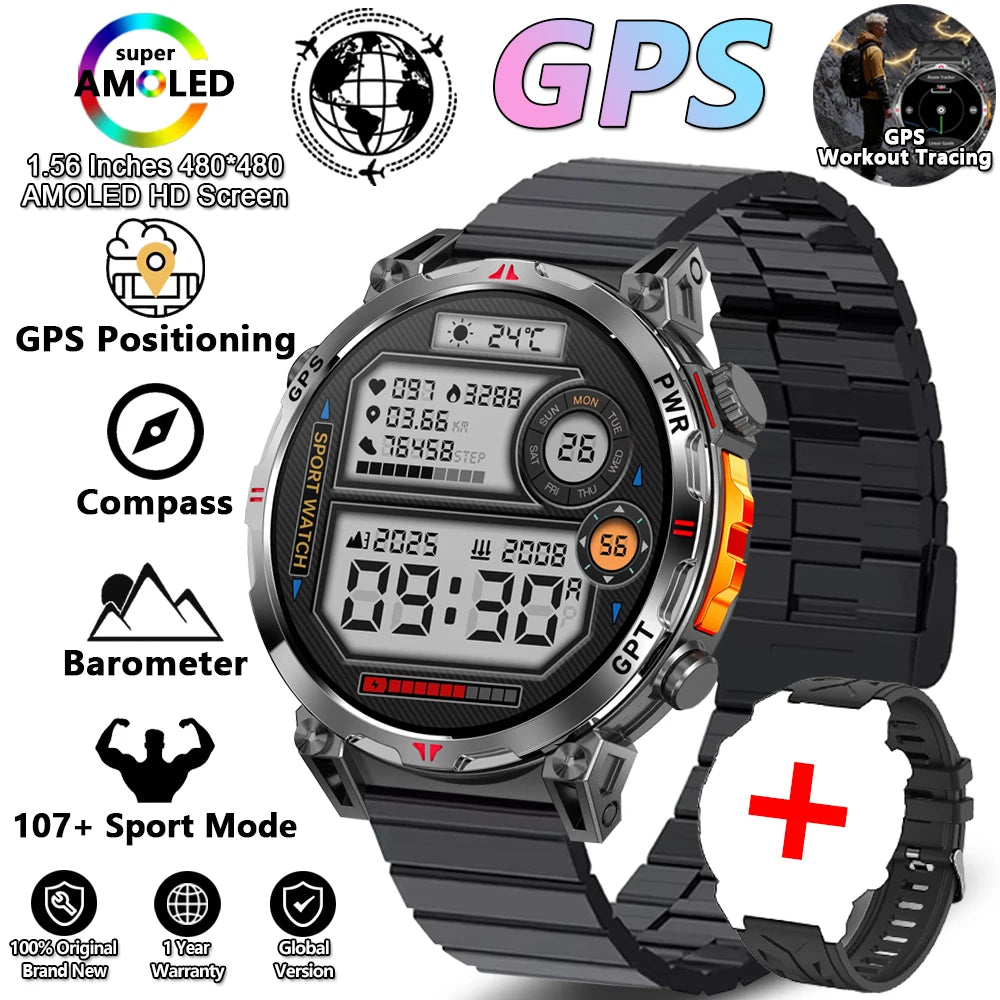 MONTRE CONNECTÉE MILITAIRE 2026 — ASSISTANT GPT, GPS MULTISATELLITE & ÉCRAN AMOLED