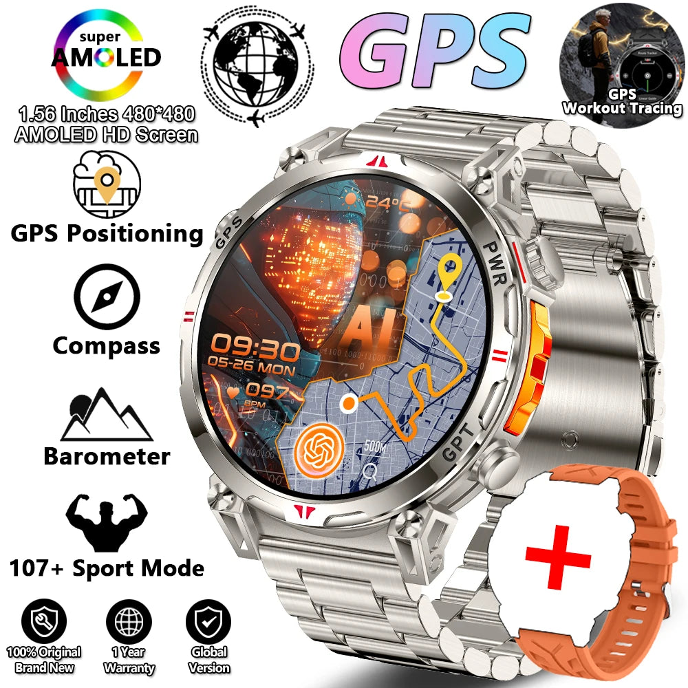 MONTRE CONNECTÉE MILITAIRE 2026 — ASSISTANT GPT, GPS MULTISATELLITE & ÉCRAN AMOLED