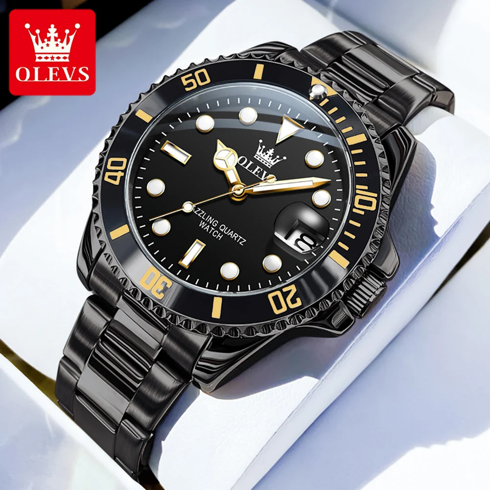 MONTRE OLEVS 5885 — QUARTZ, CALENDRIER & ACIER INOXYDABLE