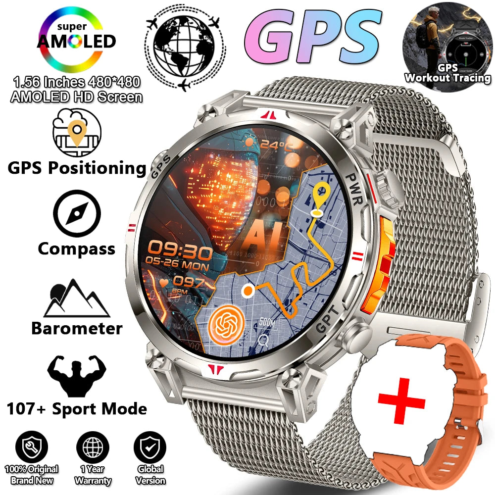 MONTRE CONNECTÉE MILITAIRE 2026 — ASSISTANT GPT, GPS MULTISATELLITE & ÉCRAN AMOLED