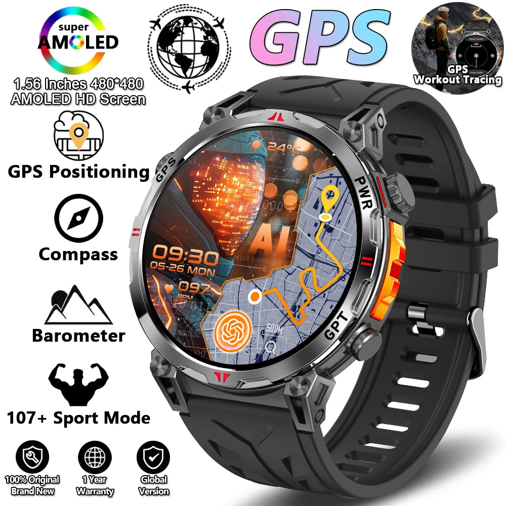 MONTRE CONNECTÉE MILITAIRE 2026 — ASSISTANT GPT, GPS MULTISATELLITE & ÉCRAN AMOLED