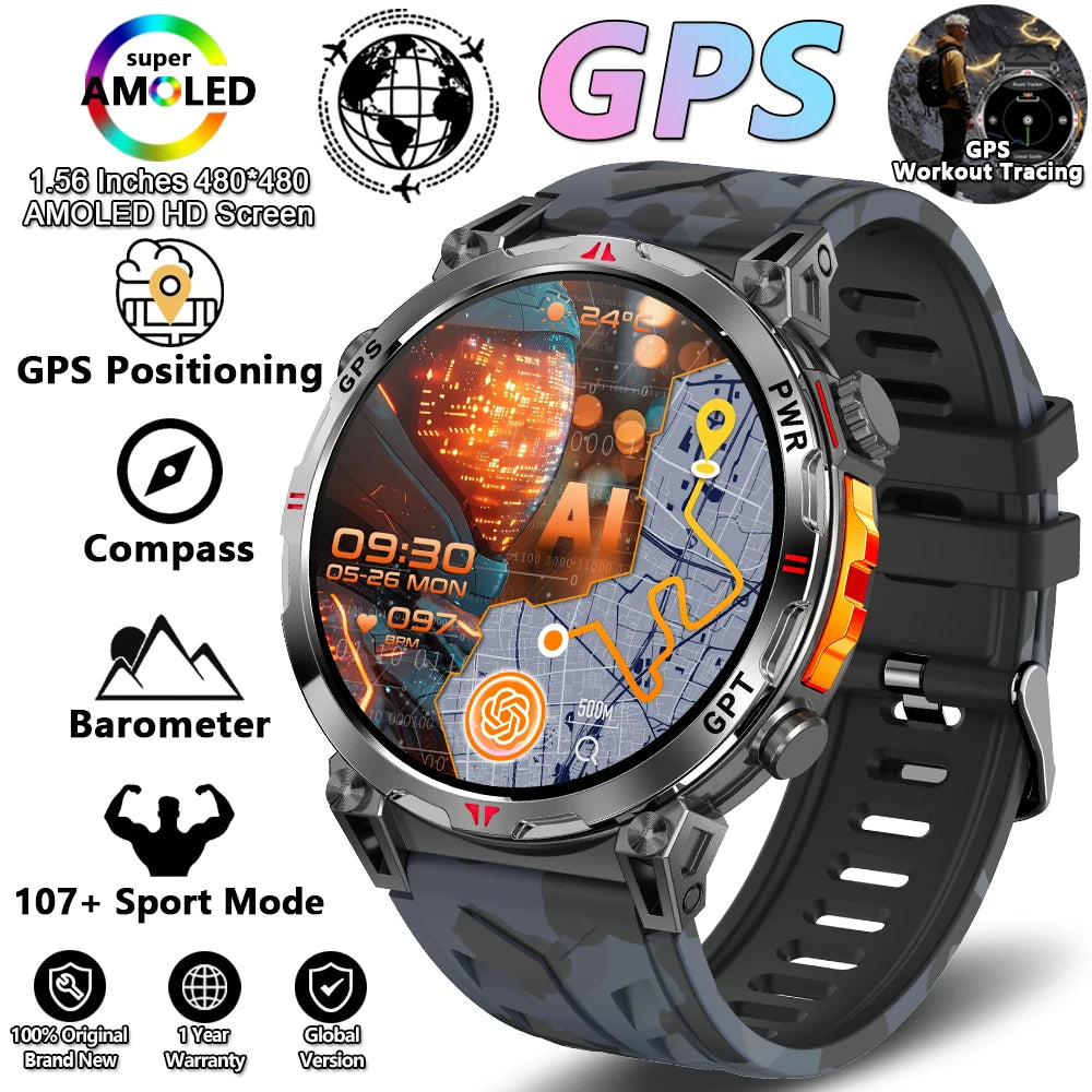 MONTRE CONNECTÉE MILITAIRE 2026 — ASSISTANT GPT, GPS MULTISATELLITE & ÉCRAN AMOLED