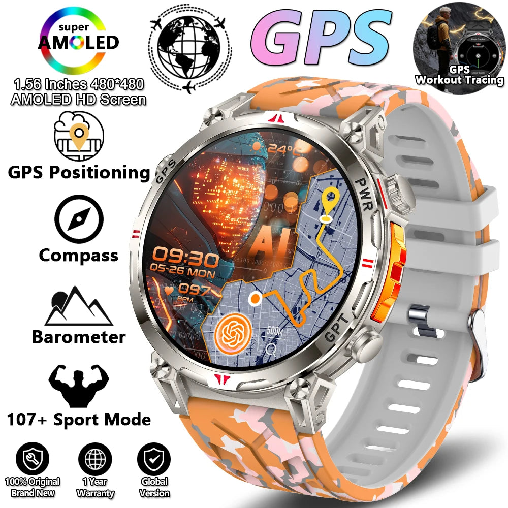 MONTRE CONNECTÉE MILITAIRE 2026 — ASSISTANT GPT, GPS MULTISATELLITE & ÉCRAN AMOLED