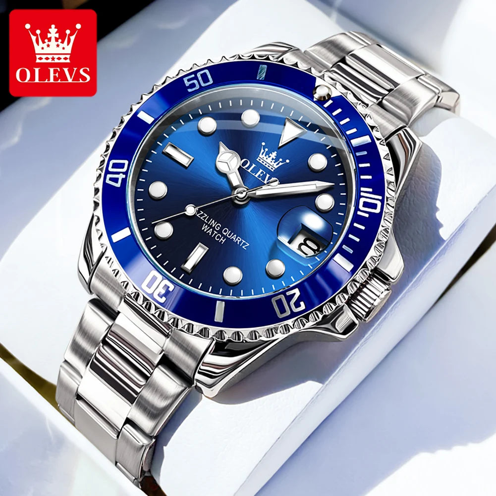 MONTRE OLEVS 5885 — QUARTZ, CALENDRIER & ACIER INOXYDABLE