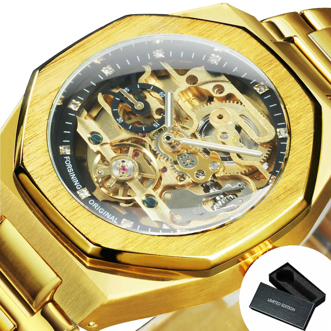 Montre automatique Squelette en Acier — Mécanisme apparent & Design architectural