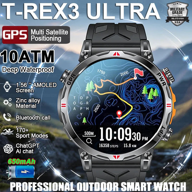 MONTRE CONNECTÉE MILITAIRE 2026 — ASSISTANT GPT, GPS MULTISATELLITE & ÉCRAN AMOLED