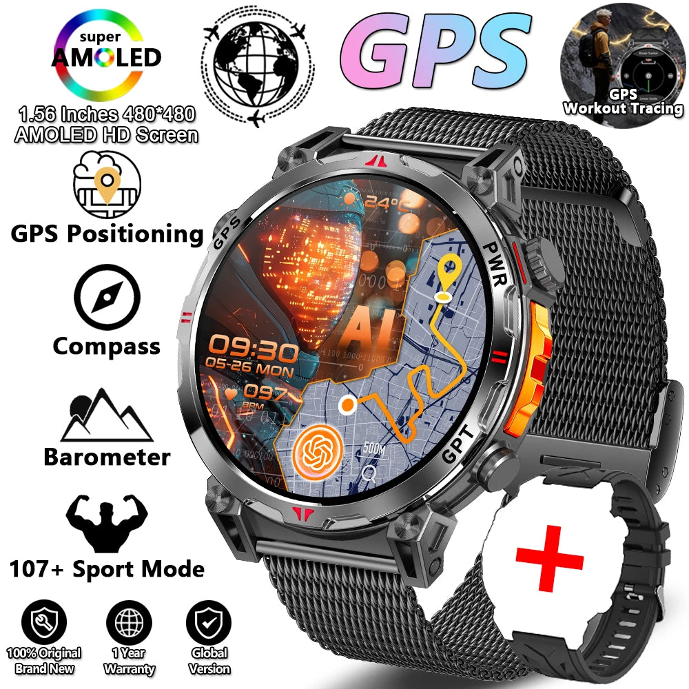 MONTRE CONNECTÉE MILITAIRE 2026 — ASSISTANT GPT, GPS MULTISATELLITE & ÉCRAN AMOLED