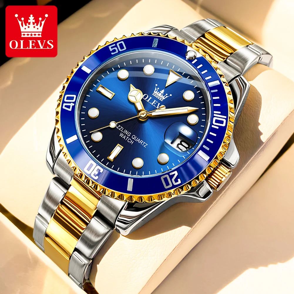 MONTRE OLEVS 5885 — QUARTZ, CALENDRIER & ACIER INOXYDABLE