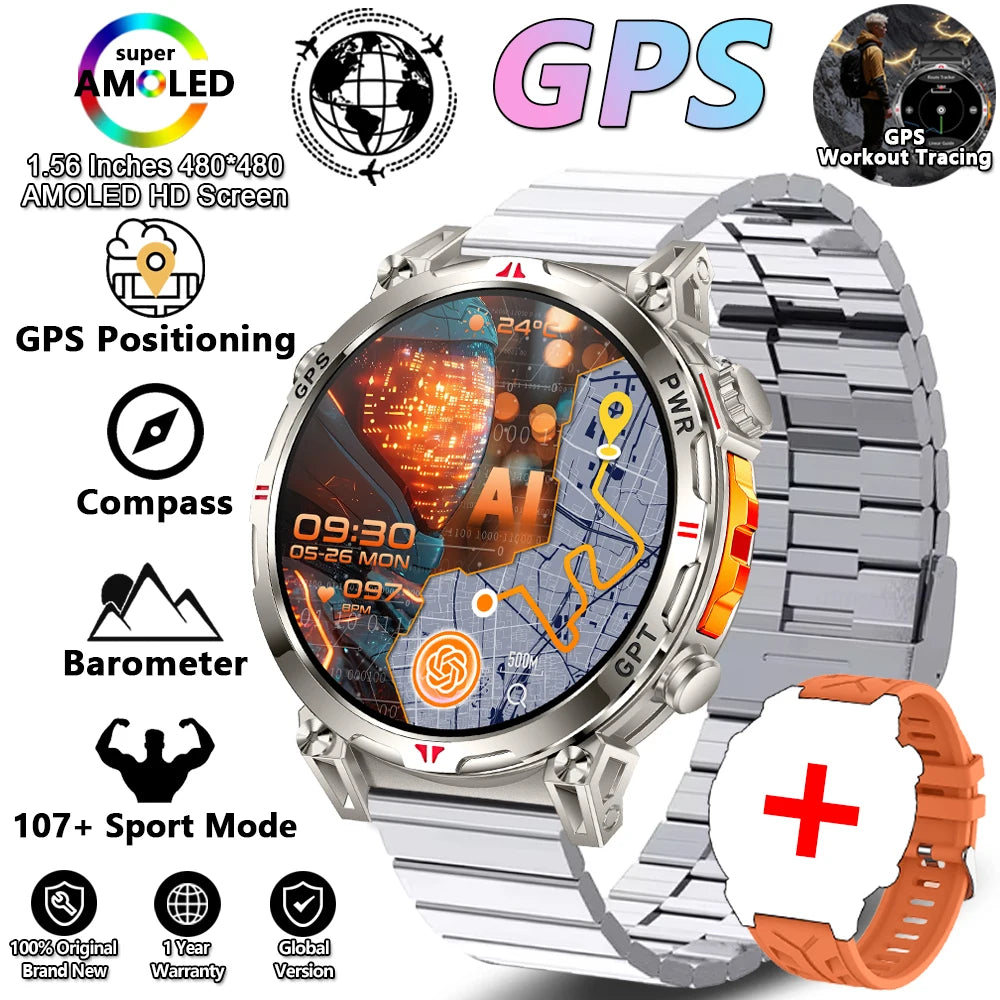 MONTRE CONNECTÉE MILITAIRE 2026 — ASSISTANT GPT, GPS MULTISATELLITE & ÉCRAN AMOLED