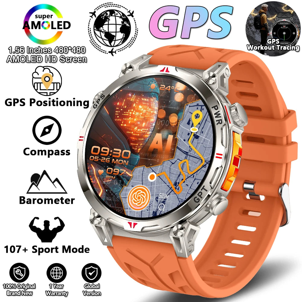 MONTRE CONNECTÉE MILITAIRE 2026 — ASSISTANT GPT, GPS MULTISATELLITE & ÉCRAN AMOLED